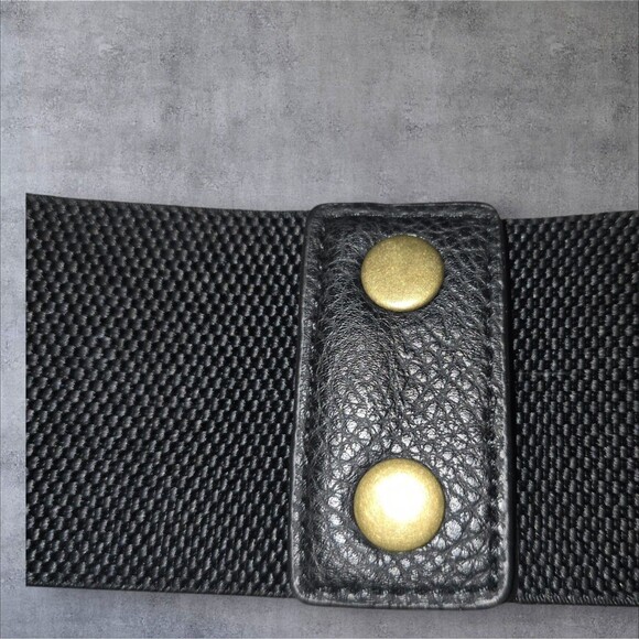 Belle Poque Black Stretch Leather Belt L LARGE. Womens Vintage Look - Picture 2 of 5